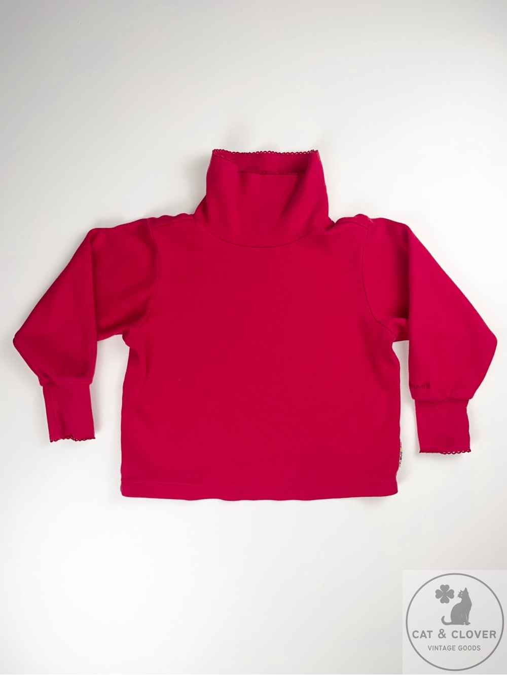 Gymboree 90s Rainbow Tag Made in USA Embroidered Red Turtleneck Kids Top Medium